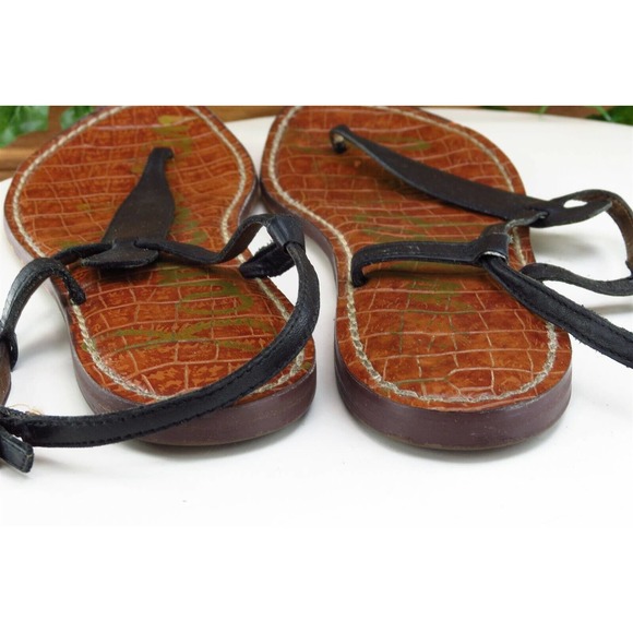 Sam Edelman Sz 7.5 M Black Thong Synthetic Women Sandals Gigi - Picture 5 of 7